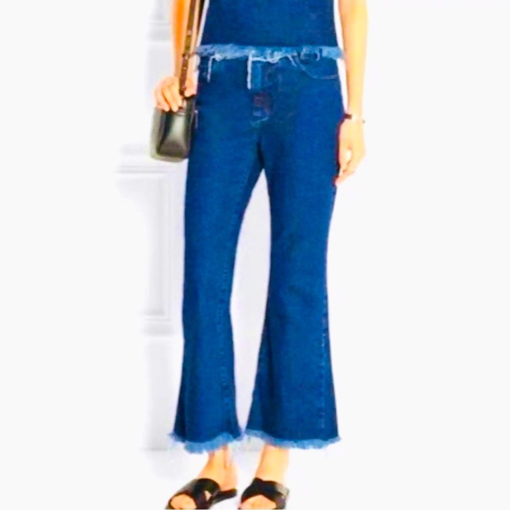 Marques Almeida Frayed Waist & Hem Cropped Mid Rise Flare Jeans sz 10 EUC!